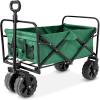 imageBest Choice Products 36in Collapsible Folding Utility Wagon Multipurpose Indoor Outdoor Mobile Cart for Garden Beach Park Shopping w 360Degree Wheels Adjustable Handle 150lb Capacity  Green