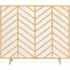 imageBest Choice Products 38x31in Single Panel Handcrafted Wrought Iron Mesh Chevron Fireplace Screen Fire Spark Guard for Living Room Bedroom Dcor wDistressed Antique Finish  GoldGold