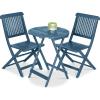 imageBest Choice Products 3Piece Acacia Wood Bistro Set Folding Patio Furniture for Backyard Balcony Deck w 2 Chairs Round Coffee Table Teak Finish  NaturalSlate Blue