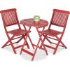 imageBest Choice Products 3Piece Acacia Wood Bistro Set Folding Patio Furniture for Backyard Balcony Deck w 2 Chairs Round Coffee Table Teak Finish  NaturalRuby