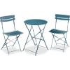 imageBest Choice Products 3Piece Bistro Set Space Saving Folding Design Solid Steel Outdoor Patio Furniture Set w 2 Chairs Bistro Table  SagePeacock Blue