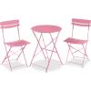 imageBest Choice Products 3Piece Bistro Set Space Saving Folding Design Solid Steel Outdoor Patio Furniture Set w 2 Chairs Bistro Table  SagePink