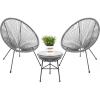 imageBest Choice Products 3Piece Outdoor Acapulco AllWeather Patio Conversation Bistro Set wPlastic Rope Glass Top Table and 2 Chairs  NaturalGrey