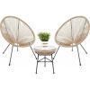 imageBest Choice Products 3Piece Outdoor Acapulco AllWeather Patio Conversation Bistro Set wPlastic Rope Glass Top Table and 2 Chairs  NaturalNatural