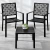 imageBest Choice Products 3Piece Outdoor Bistro Set Stackable Modern Steel Furniture for Porch Garden w 2 Chairs Table Geometric Decor  PeachBlack
