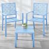 imageBest Choice Products 3Piece Outdoor Bistro Set Stackable Modern Steel Furniture for Porch Garden w 2 Chairs Table Geometric Decor  PeachSky Blue