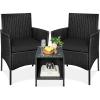 imageBest Choice Products 3Piece Outdoor Wicker Conversation Bistro Set Space Saving Patio Furniture for Garden wSide Table  GrayNavyBlackBlack