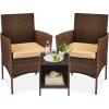 imageBest Choice Products 3Piece Outdoor Wicker Conversation Bistro Set Space Saving Patio Furniture for Garden wSide Table  GrayNavyBrownTan