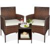 imageBest Choice Products 3Piece Outdoor Wicker Conversation Bistro Set Space Saving Patio Furniture for Garden wSide Table  GrayNavyBrownWhite Sand