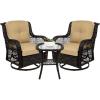 imageBest Choice Products 3Piece Outdoor Wicker Patio Bistro Set w 2 360Degree Swivel Rocking Chairs and Tempered Glass Top Side Table  NavyBeige