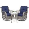 imageBest Choice Products 3Piece Outdoor Wicker Patio Bistro Set w 2 360Degree Swivel Rocking Chairs and Tempered Glass Top Side Table  NavyNavy