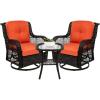 imageBest Choice Products 3Piece Outdoor Wicker Patio Bistro Set w 2 360Degree Swivel Rocking Chairs and Tempered Glass Top Side Table  NavyRust