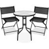 imageBest Choice Products 3Piece Patio Bistro Dining Furniture Set wGlass Tabletop 2 Folding Chairs Steel Frame Polyester Fabric  GrayBlack
