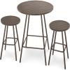 imageBest Choice Products 3Piece Patio Dining Set Bar Height Outdoor Bistro Set Outdoor Round Bar Table w 2 Bar Stools Steel  BlackTaupe