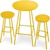 imageBest Choice Products 3Piece Patio Dining Set Bar Height Outdoor Bistro Set Outdoor Round Bar Table w 2 Bar Stools Steel  BlackYellow