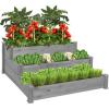 imageBest Choice Products 3Tier Fir Wood Raised Garden Bed Planter Kit for Plants Herbs Vegetables Outdoor Gardening wStackable ampamp Flat Arrangement Easy Assembly  NaturalGray