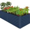 imageBest Choice Products 4x2x2ft Outdoor Metal Raised Garden Bed Deep Root Planter Box for Vegetables Flowers Herbs and Succulents w 119 Gallon Capacity  TaupeNavy