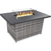 imageBest Choice Products 52in 50000 BTU Outdoor Wicker Patio Propane Gas Fire Pit Table wAluminum Tabletop Glass Wind Guard Clear Glass Rocks Cover Slide Out Tank Holder and Lid  GrayGray