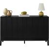 imageBest Choice Products 55quot Modern 4Door Sideboard Storage Cabinet Buffet Media Cabinet Cupboard Entryway Accent Table Bookcase wReed Panels and Adjustable Shelves  NaturalBlack