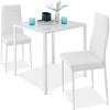 imageBest Choice Products 5Piece Glass Dining Set Modern Kitchen Table Furniture for Dining Room Dinette Compact SpaceSaving wGlass Tabletop 4 Upholstered PU Chairs Metal Steel Frame  BlackWhite