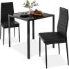 imageBest Choice Products 5Piece Glass Dining Set Modern Kitchen Table Furniture for Dining Room Dinette Compact SpaceSaving wGlass Tabletop 4 Upholstered PU Chairs Metal Steel Frame  BlackBlack