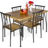 imageBest Choice Products 5Piece Metal and Wood Indoor Modern Rectangular Dining Table Furniture Set for Kitchen Dining Room Dinette Breakfast Nook w 4 Chairs  BrownBrown