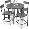 imageBest Choice Products 5Piece Modern Round Counter Height Dining Set for Home Kitchen Dining Room w 4 Chairs 15in Thick Table  BrownGrey