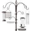 imageBest Choice Products 6Hook Bird Feeding Station Steel MultiFeeder Kit Stand for Attracting Wild Birds w 4 Bird Feeders Mesh Tray Bird Bath 5Prong Base  Bronze