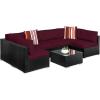 imageBest Choice Products 7Piece Modular Outdoor Sectional Wicker Patio Conversation Set w 2 Pillows Coffee Table Cover Included  GrayCreamBlackDeep Burgundy