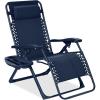 imageBest Choice Products Adjustable Zero Gravity Chair Monochromatic Color Folding Patio Recliner wSide Tray Headrest  SeafoamNavy