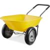 imageBest Choice Products DualWheel Home Utility Yard Wheelbarrow Garden Cart wBuiltin Stand for Lawn Gardening Construction  BlueYellow