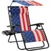 imageBest Choice Products Folding Zero Gravity Outdoor Recliner Patio Lounge Chair wAdjustable Canopy Shade Headrest Side Accessory Tray Textilene Mesh  Amethyst PurpleAmerican Flag