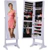 imageBest Choice Products Freestanding Jewelry Armoire Cabinet Full Length Standing Mirror Lockable Makeup Storage Organizer wVelvet Lining 3 Angles Lock Accessory Pouch 5 Shelves  Rustic BrownLavender