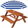 imageBest Choice Products Kids Wooden Picnic Table Outdoor Activity ampamp Dining Table wAdjustable Collapsible Umbrella Builtin Seats  Golden BrownNavyGolden BrownNavy