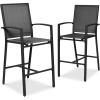 imageBest Choice Products Outdoor Bar Stools Set of 2 Bar Height Patio Furniture All Weather Mesh Design wArmrest  BlackNavyBlackBlack
