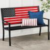 imageBest Choice Products Outdoor Bench 2Person Steel IndoorOutdoor Bench for Garden Patio Porch Entryway wAmerican Flag 790lb Capacity  BlackRed  Black