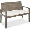 imageBest Choice Products Outdoor Bench 2Person Wicker Garden Patio Benches Seating Furniture for Backyard Porch wSeat Cushion 700lb Capacity  BrownRedSandTaupe