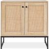 imageBest Choice Products Rattan Sideboard Buffet Cabinet Entryway Table Accent Storage Cabinet Console Table for Hallway Living Room Dining Room  BrownNatural
