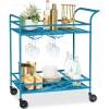 imageBest Choice Products Rolling Bar Cart Mobile Home Bar Serving Cart Serving Station w 2 Tier Shelves Wine Rack Lockable Wheels  PeacockPeacock