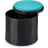 imageBest Choice Products Round Wicker Ottoman Multipurpose Outdoor Furniture for Patio Backyard Additional Seating Footrest Side Table wStorage Removable Cushions  BrownBeigeBlackTeal