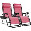 imageBest Choice Products Set of 2 Adjustable Steel Mesh Zero Gravity Lounge Chair Recliners wPillows and Cup Holder Trays  StardewPink