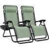 imageBest Choice Products Set of 2 Adjustable Steel Mesh Zero Gravity Lounge Chair Recliners wPillows and Cup Holder Trays  StardewSage Green