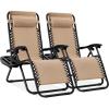 imageBest Choice Products Set of 2 Adjustable Steel Mesh Zero Gravity Lounge Chair Recliners wPillows and Cup Holder Trays  StardewSand