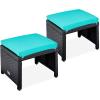 imageBest Choice Products Set of 2 Wicker Ottomans Multipurpose Outdoor Furniture for Patio Backyard Additional Seating Footrest Side Table wRemovable Cushions Steel Frame  GrayCreamBlackTeal