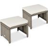 imageBest Choice Products Set of 2 Wicker Ottomans Multipurpose Outdoor Furniture for Patio Backyard Additional Seating Footrest Side Table wRemovable Cushions Steel Frame  GrayCreamWhite SandTaupe