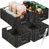imageBest Choice Products Set of 4 9x12in Water Hyacinth Pantry Baskets Woven Organizers wChalkboard Label Chalk Marker  NaturalBlack