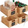 imageBest Choice Products Set of 4 9x12in Water Hyacinth Pantry Baskets Woven Organizers wChalkboard Label Chalk Marker  NaturalNatural