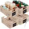 imageBest Choice Products Set of 4 9x12in Water Hyacinth Pantry Baskets Woven Organizers wChalkboard Label Chalk Marker  NaturalWhite