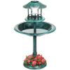 imageBest Choice Products Solar Outdoor Bird Bath Vintage Resin Pedestal Fountain Decoration for Yard Garden wPlanter Base Feeder Decorative Bird Cage Fillable Stand  GreenGreen