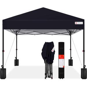 imageBest Choice Products 10x10ft 1Person Setup Pop Up Canopy Tent Instant Portable Shelter w 1Button Push Case 4 Weight Bags  BlueBlack